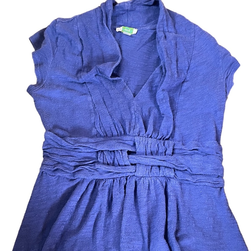 Anthropologie V-Neck Blue Cotton T-Shirt Small